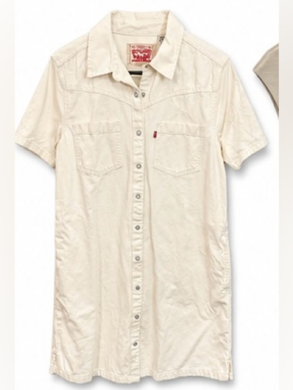 Levi's Denim Cream Short-Sleeve Shirt Dress